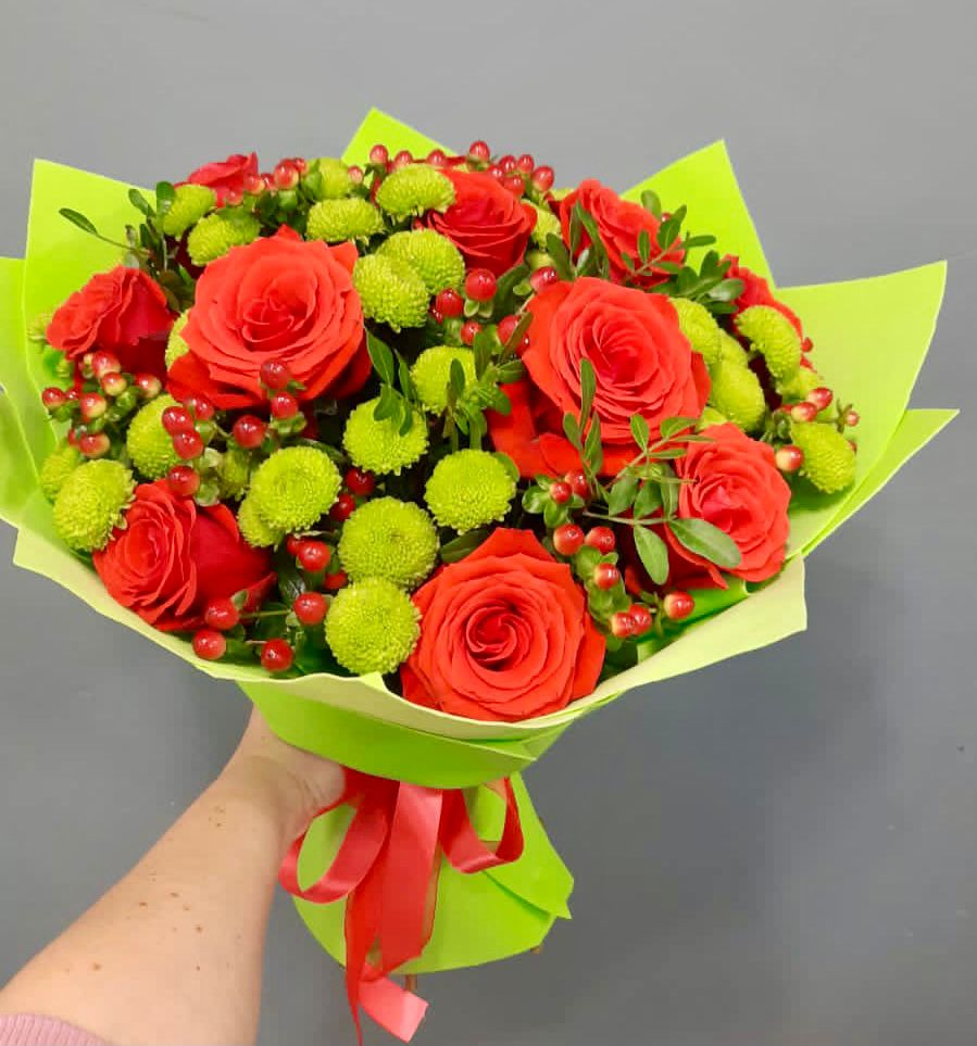 Букет цветов из: Хризантемы и Розы в Тоншалово