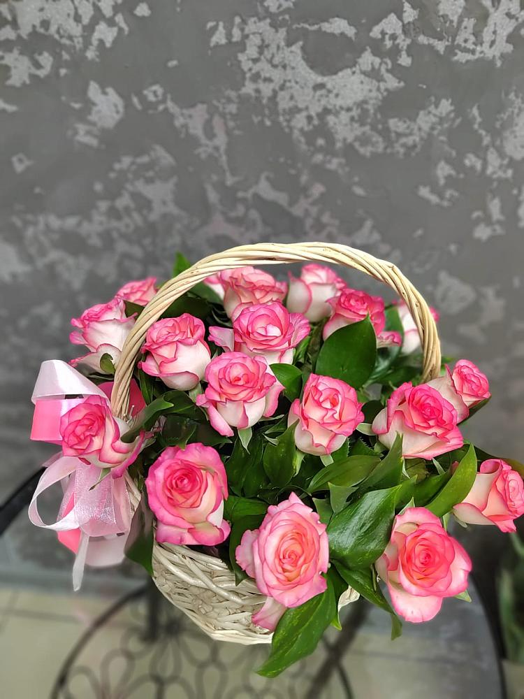 Цветочная композиция из Розы в корзине в Тоншалово