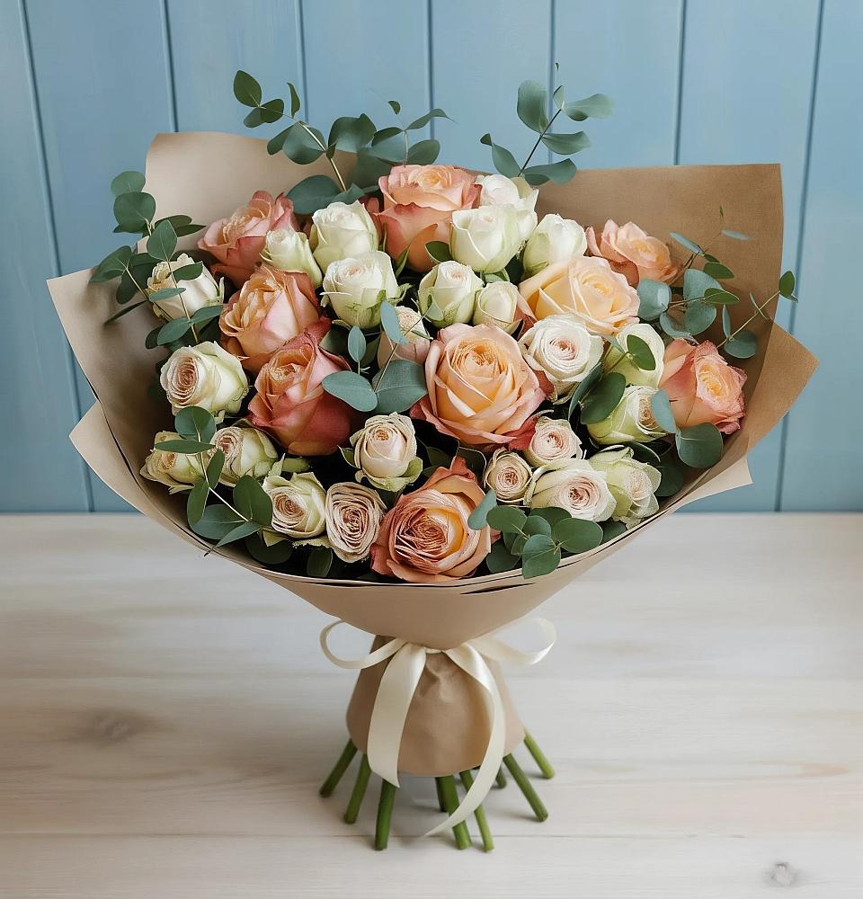 Букет цветов из: Альстромерии и Розы в Тоншалово