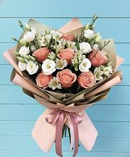 Букет цветов из:  Розы, Альстромерии и Лизиантусы в Тоншалово