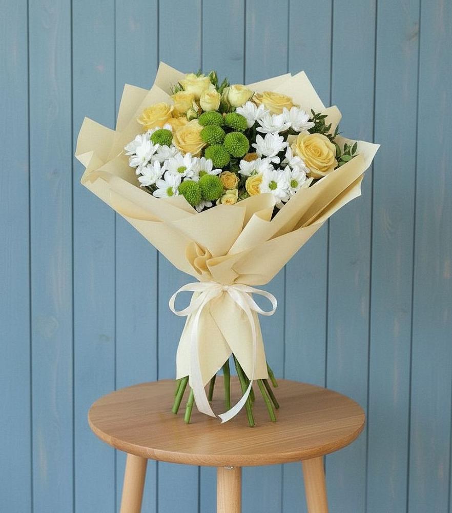 Букет цветов из: Хризантемы и Розы в Тоншалово