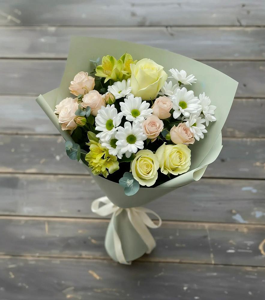 Букет цветов из: Альстромерии, Розы и Хризантемы в Тоншалово