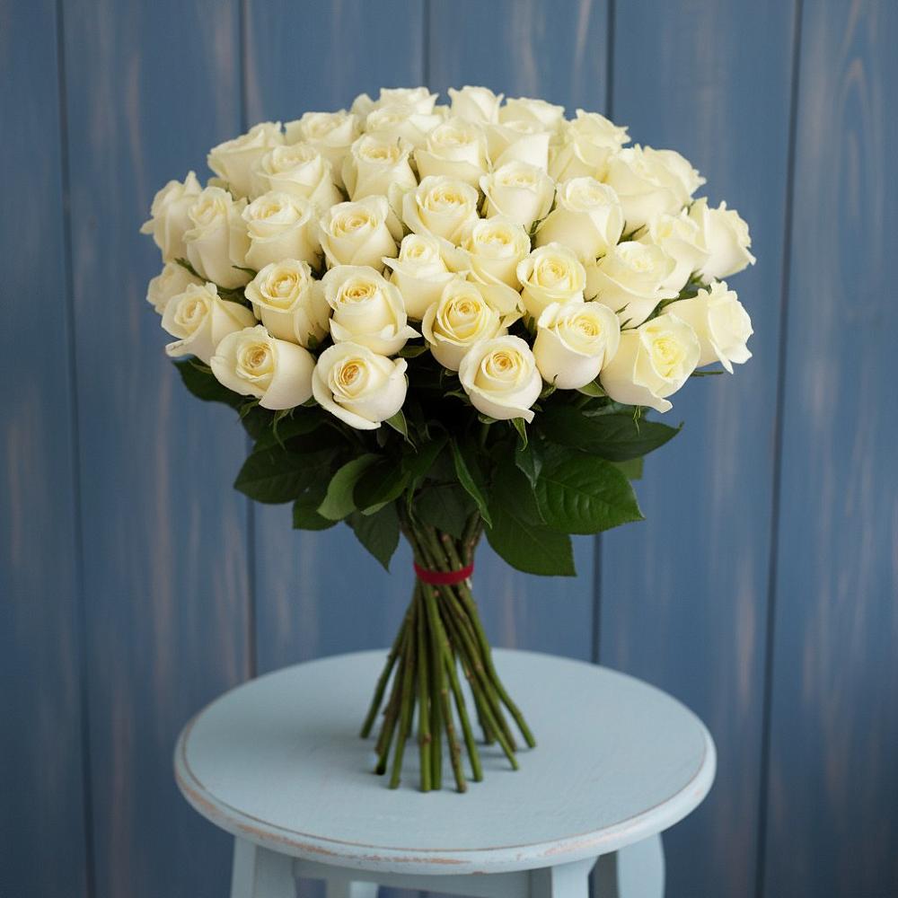 Букет 51 Белая роза Эдлесс Лав в Тоншалово