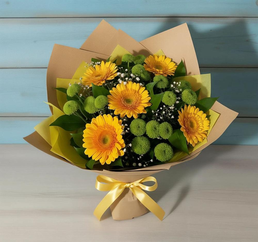 Букет цветов из: Герберы и Хризантемы в Тоншалово