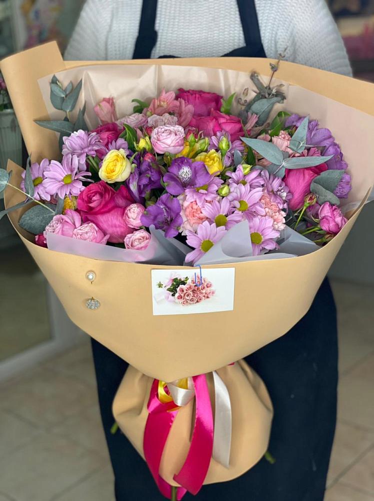 Букет цветов из: Хризантемы, Гвоздики и Альстромерии в Тоншалово