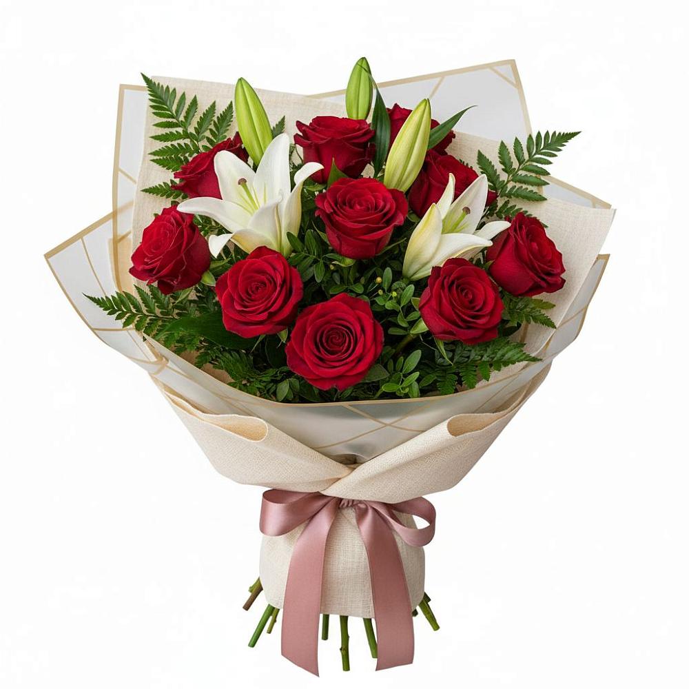 Букет цветов из: Лилии и Розы в Тоншалово