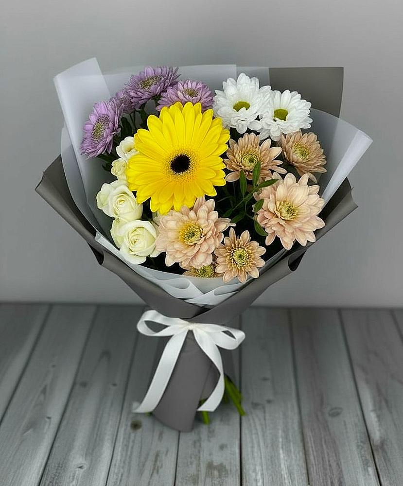 Букет цветов из: Розы, Герберы и Хризантемы в Тоншалово