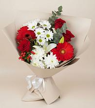 Букет цветов из:  Розы, Хризантемы, Герберы и Лилии в Тоншалово