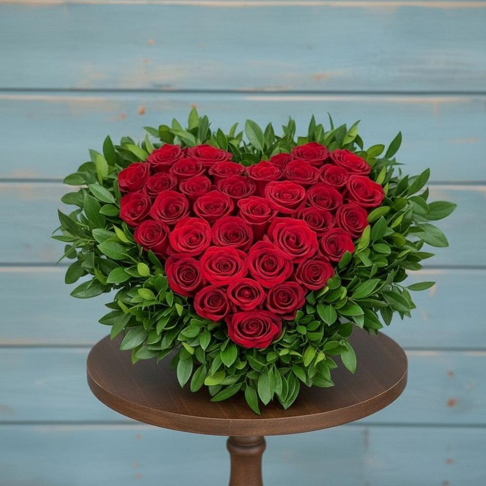 Цветочная композиция из Розы в виде сердца в Тоншалово