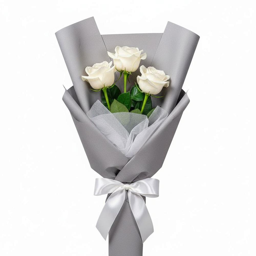Букет 3 белые розы в Тоншалово