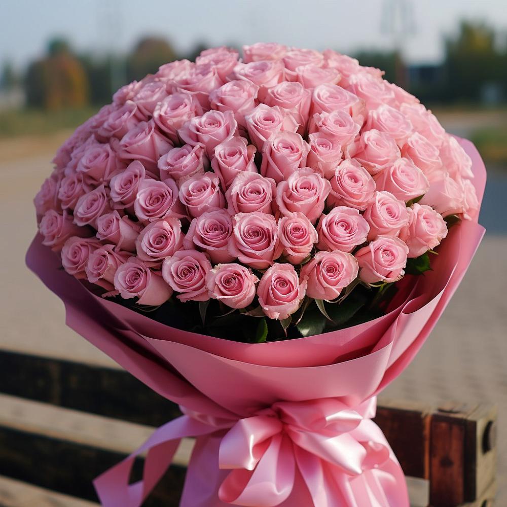 Букет 101 Розовая роза Хэвэн в Тоншалово