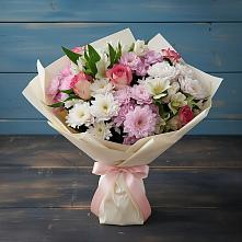 Букет цветов из:  Хризантемы, Альстромерии и Розы в Тоншалово