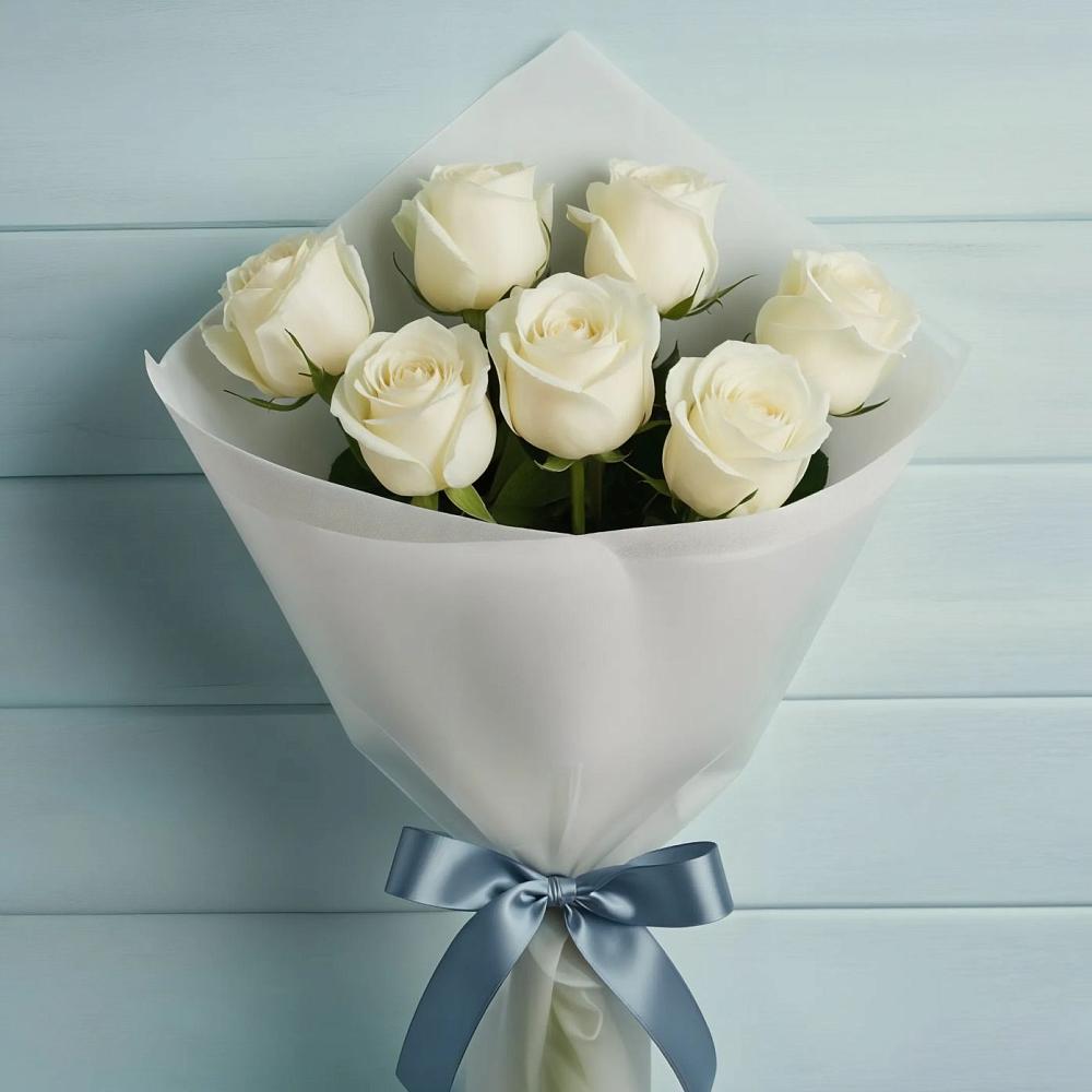 Букет 7 Белых роз Эдлесс Лав в Тоншалово