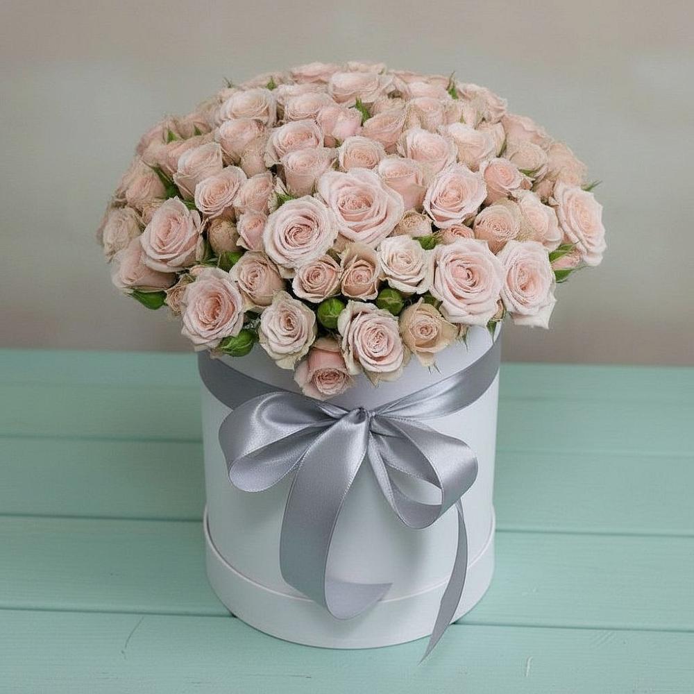 Цветочная композиция из Розы в шляпной коробке в Тоншалово